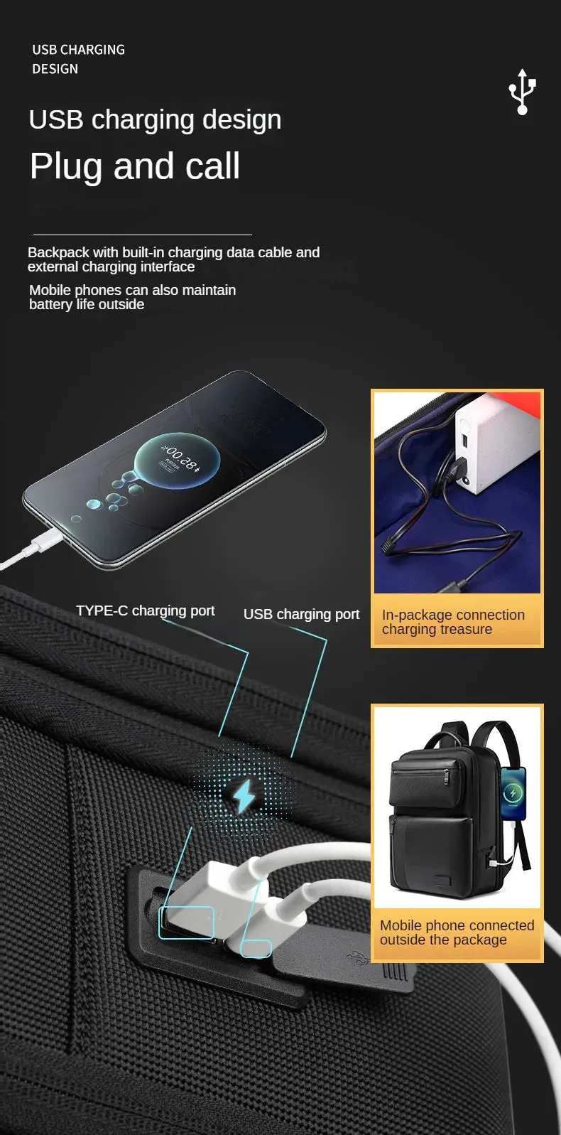 Waterproof Backpack Travel Bag Laptop backpack Large Capacity Backpacks Business Bag Detachable Backpack Dual-purpose Bag