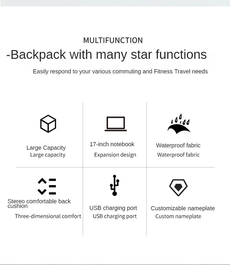 Waterproof Backpack Travel Bag Laptop backpack Large Capacity Backpacks Business Bag Detachable Backpack Dual-purpose Bag