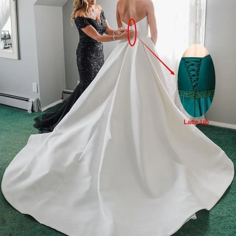 Wedding Dress for Bride 2025 Boho Beach Spaghetti Straps A Line V Neck Satin Bidal Gowns with Train