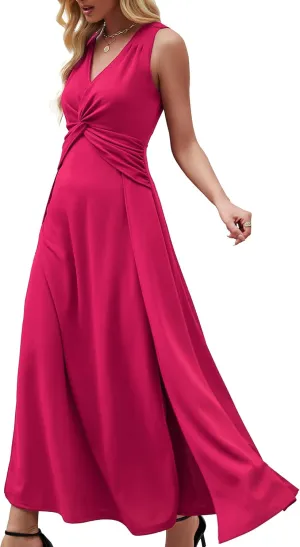 Wedding Guest Dresses for Women 2025 V Neck Formal Dresses for Women Sleeveless Evening