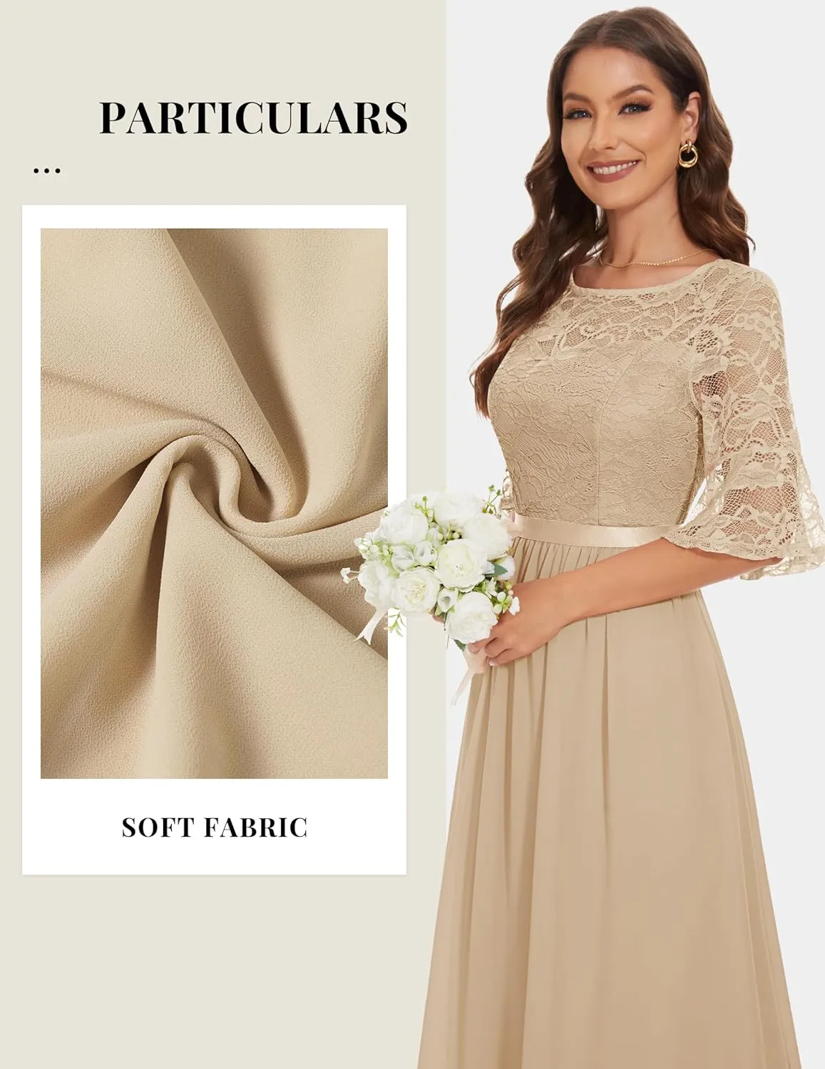 Wedtrend Women's Formal Dress 2024 Wedding Guest Dress Bell Sleeve Bridesmaid Dress Maxi Evening Dress