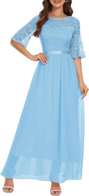 Wedtrend Women's Formal Dresses 2025 Wedding Guest Dress Bell Sleeve Bridesmaid Dresses Maxi Evening Dress