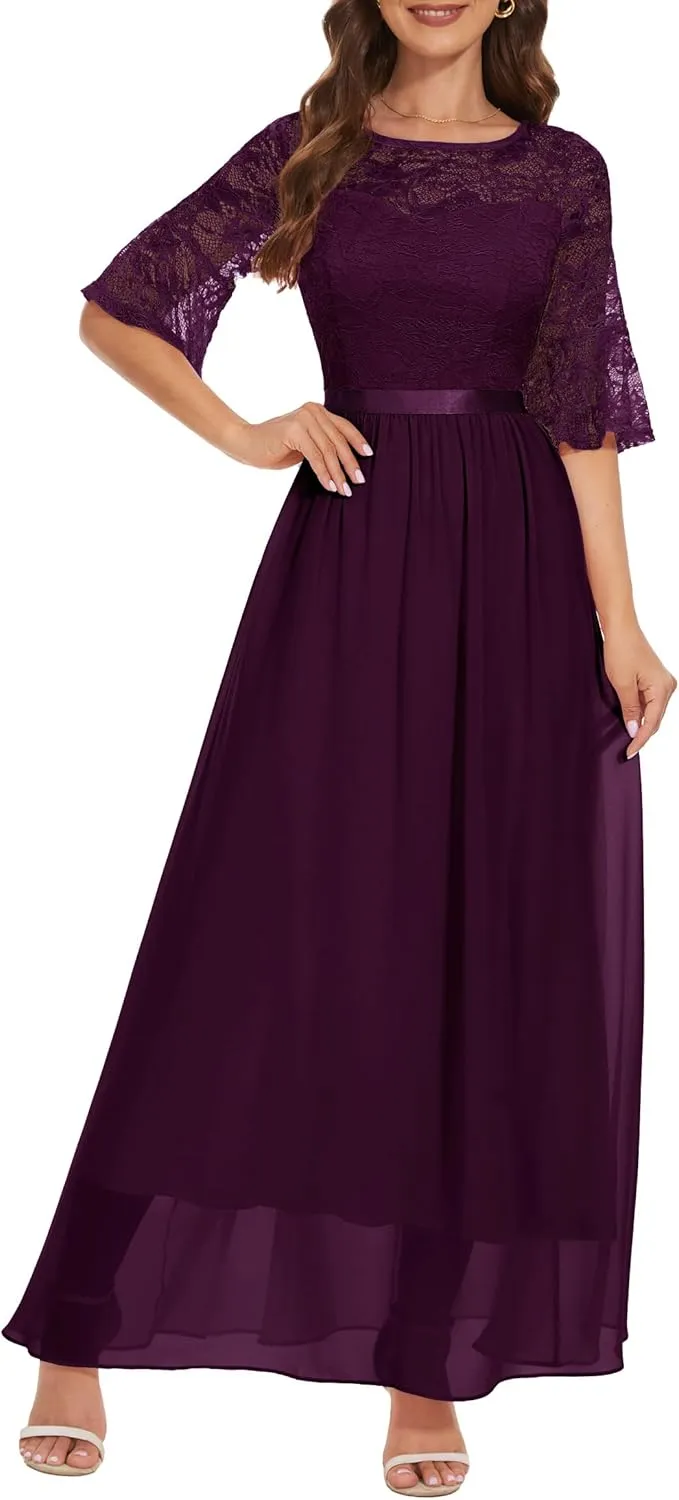Wedtrend Women's Formal Dresses 2025 Wedding Guest Dress Bell Sleeve Bridesmaid Dresses Maxi Evening Dress