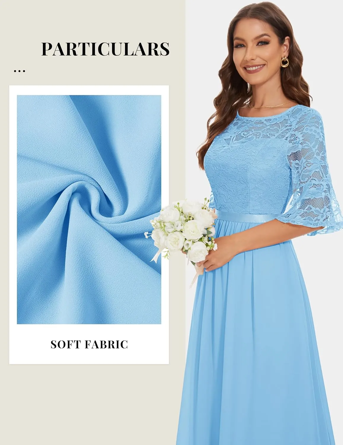 Wedtrend Women's Formal Dresses 2025 Wedding Guest Dress Bell Sleeve Bridesmaid Dresses Maxi Evening Dress