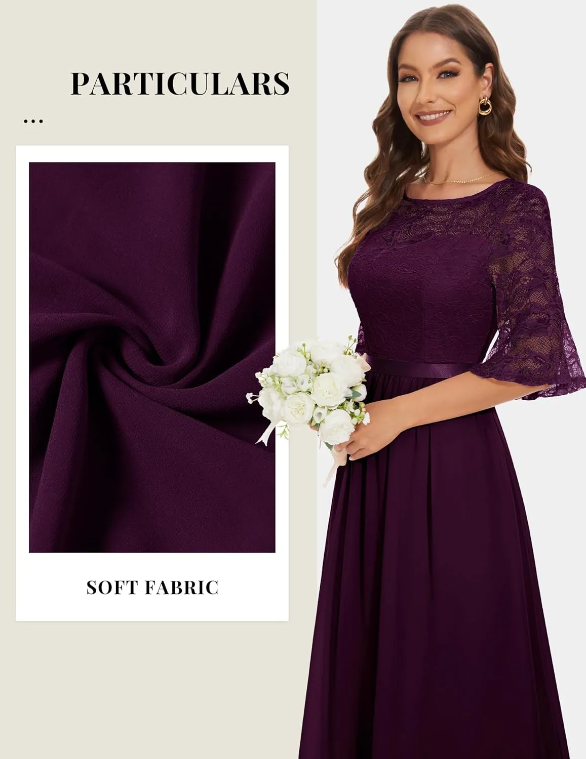 Wedtrend Women's Formal Dresses 2025 Wedding Guest Dress Bell Sleeve Bridesmaid Dresses Maxi Evening Dress