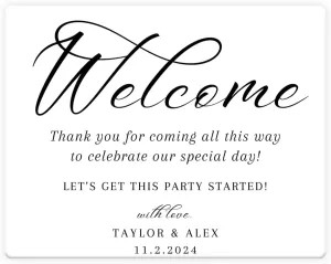 Welcome Bag Stickers Wedding, Hotel Welcome Bag Labels for Wedding Guests, Personalized Welcome Bag Tags, Custom Destination Wedding Stickers, 4.75 x 3.75 Large Rectangle, Swash Simple BW