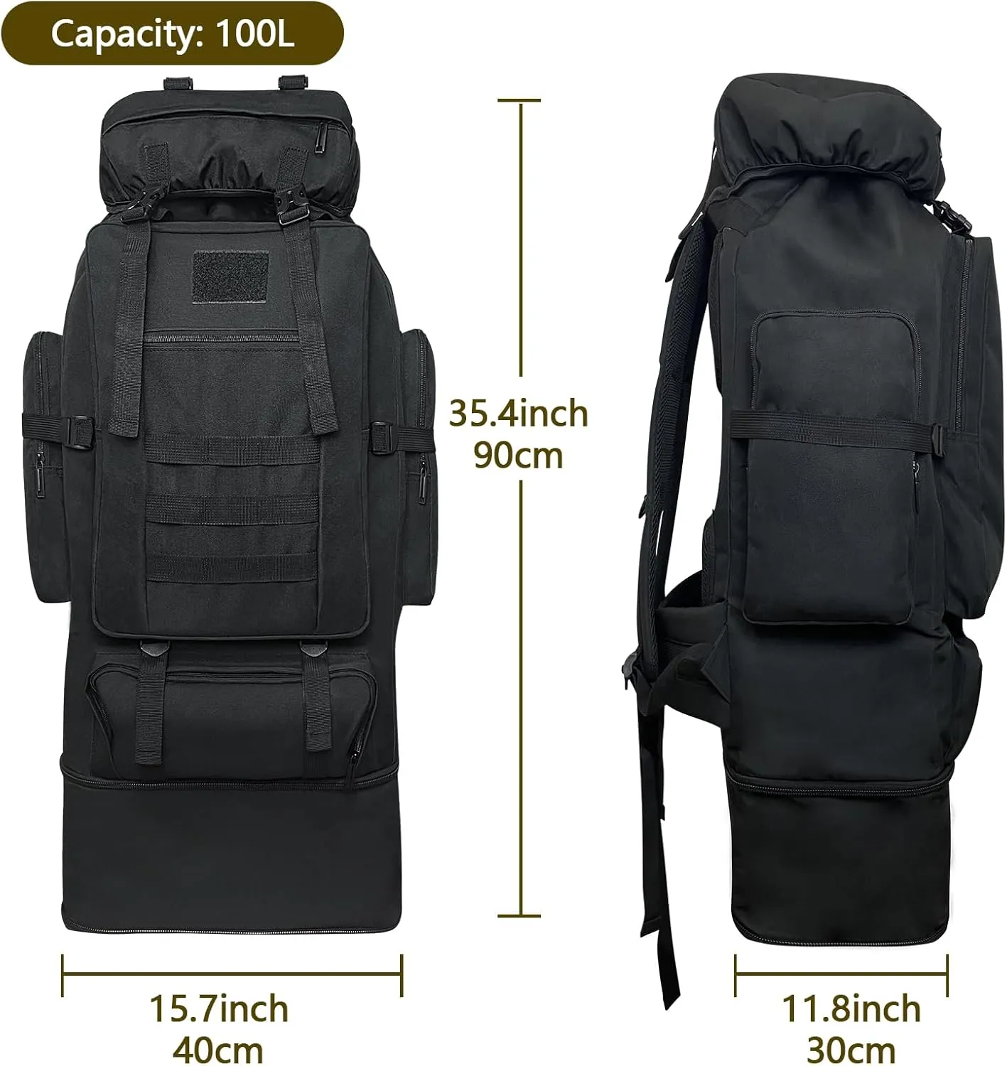 Wesoke 80L 100 Liters Camping Hiking Backpack for Men Women, Waterproof Extra Large Outdoor Travel Military Tactical Rucksack