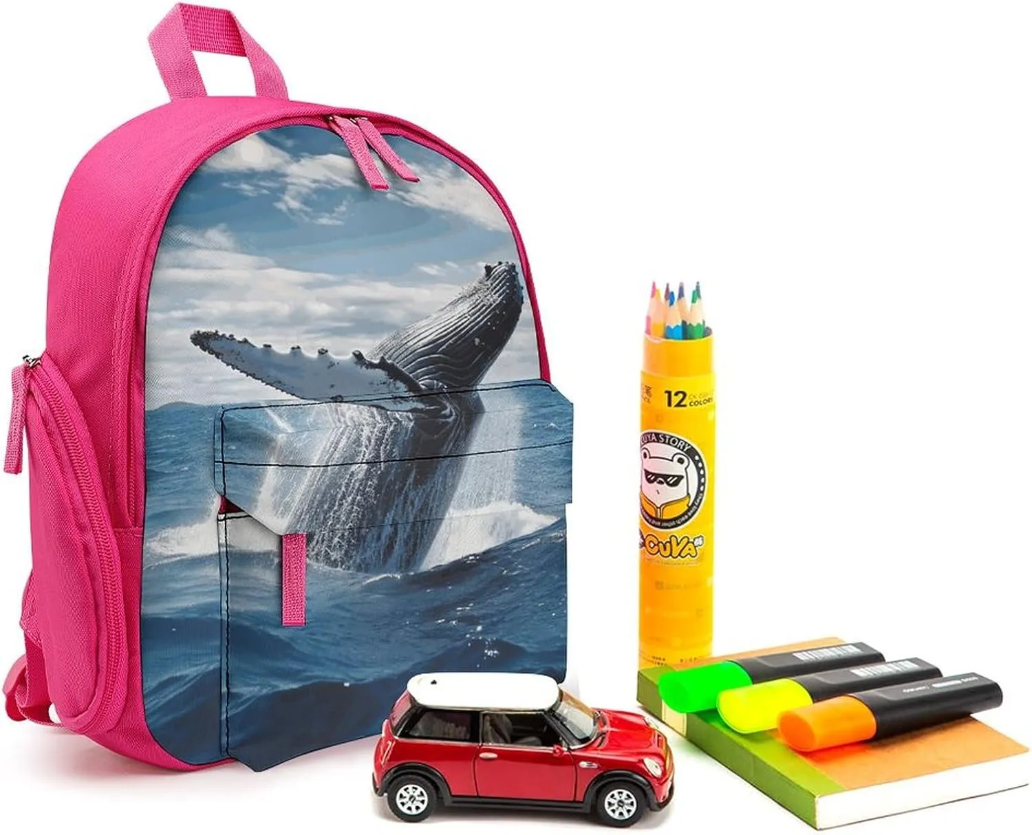 Whale Above Sea Water in The Ocean Travel Backpack Casual Bag Lightweight Hiking Backpacks for Business, Travelling, Hiking