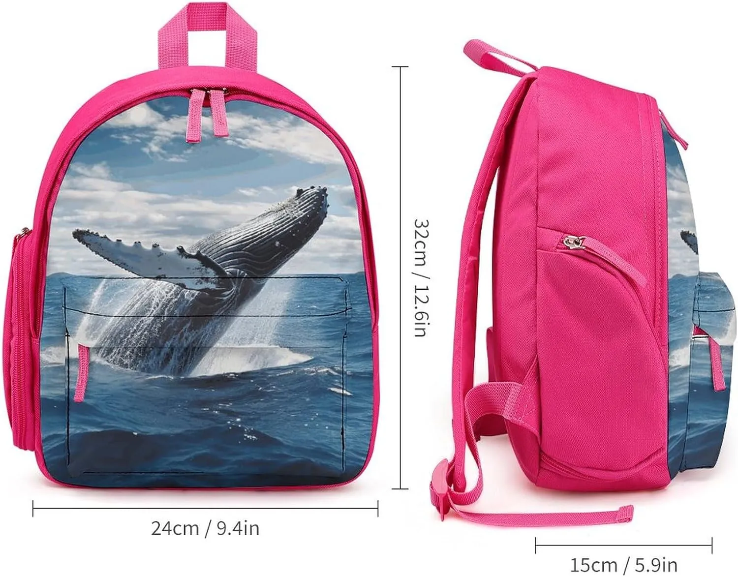 Whale Above Sea Water in The Ocean Travel Backpack Casual Bag Lightweight Hiking Backpacks for Business, Travelling, Hiking