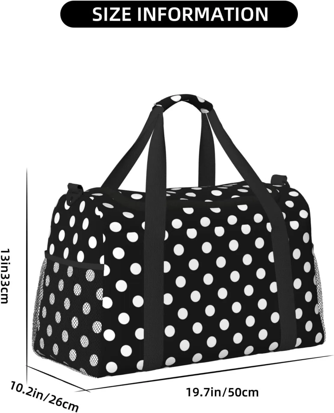 White And Black Polka Dot Travel Weekender Overnight Bags Foldable Hand Travel Bag Sport Gym Duffel Bag For Men Women