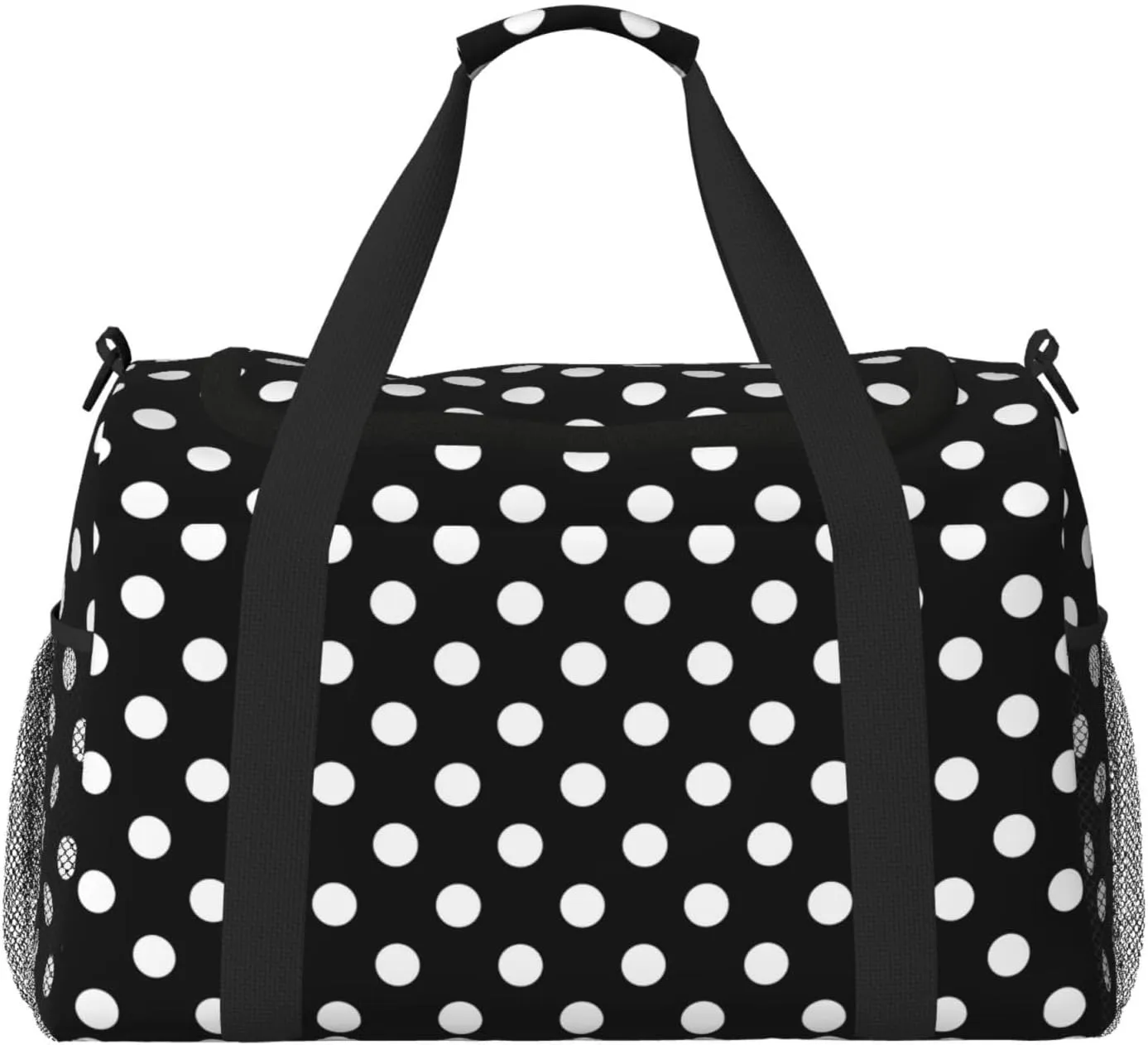 White And Black Polka Dot Travel Weekender Overnight Bags Foldable Hand Travel Bag Sport Gym Duffel Bag For Men Women