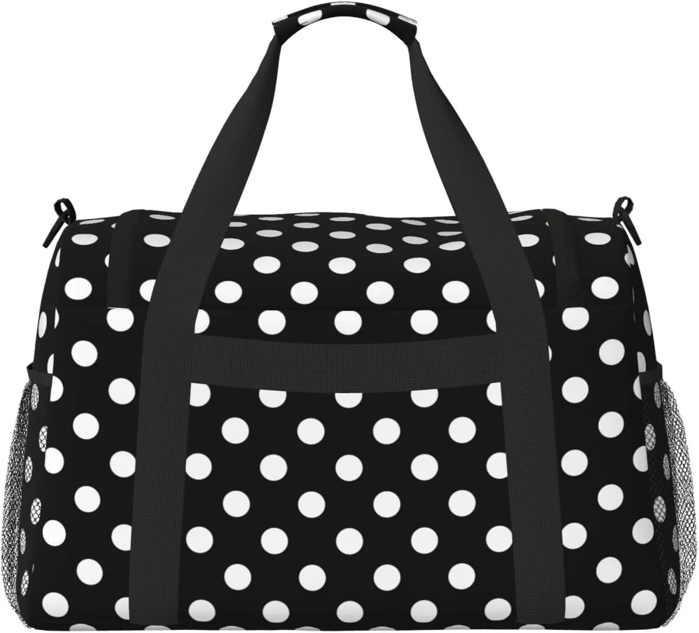 White And Black Polka Dot Travel Weekender Overnight Bags Foldable Hand Travel Bag Sport Gym Duffel Bag For Men Women