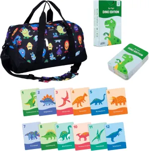 Wildkin Overnighter Duffel Bag and Go Fish! Card Game Bundle: Dive into Fun - Playful Adventures Packed and Ready to Go (Monsters)