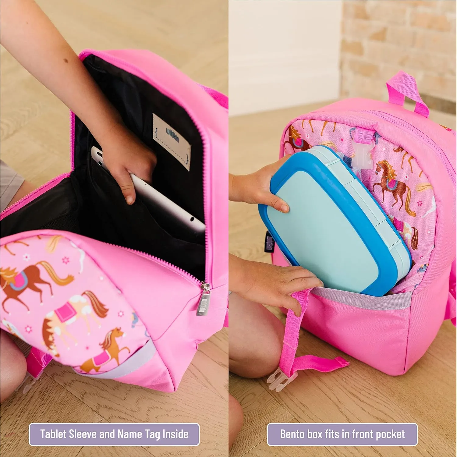 Wildkin Pack-it-All Kids Backpack – Durable, Spacious, Adjustable for School & Travel - Horses