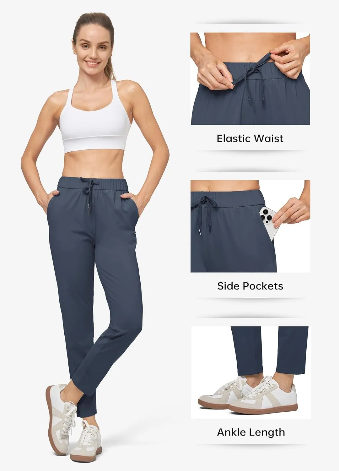 Willit Women's Golf Travel Pants Lounge Sweatpants 7/8 Athletic Pants Quick Dry On The Fly Pants
