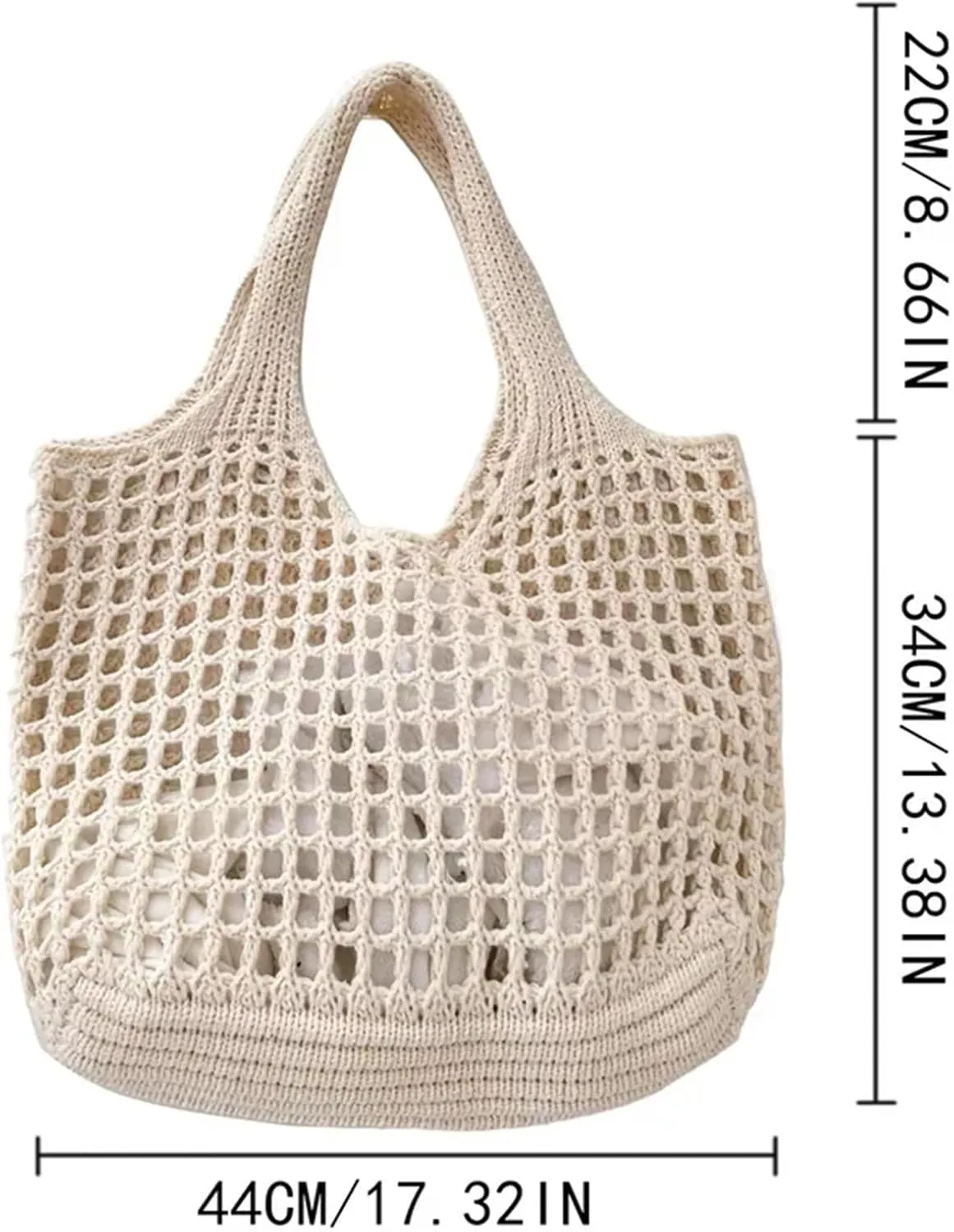 Women Crochet Tote Bag Hollow Beach Bags Large Capacity Knitted Bag Simple Casual Woven Shopping Bags