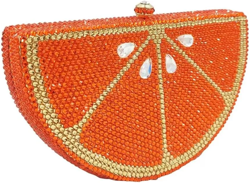 Women Cute Fruit Evening Clutch Sparkling Rhinestones Purse Crystal Banquet Prom Shoulder Bag