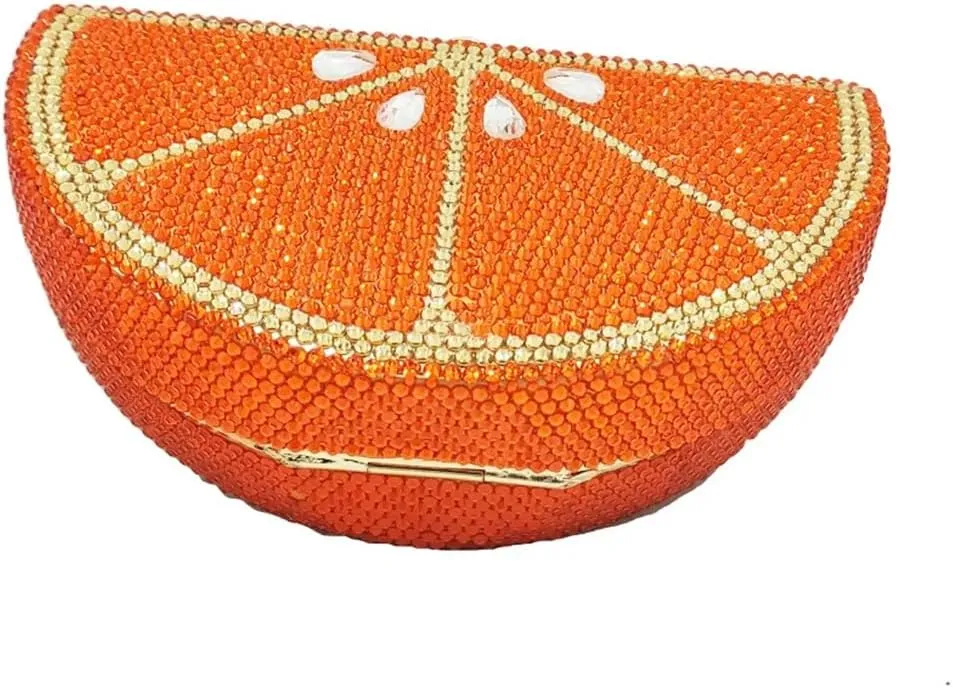 Women Cute Fruit Evening Clutch Sparkling Rhinestones Purse Crystal Banquet Prom Shoulder Bag