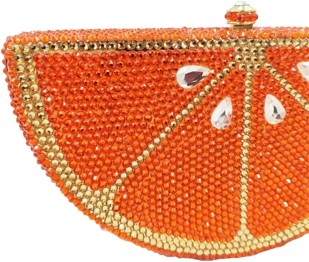 Women Cute Fruit Evening Clutch Sparkling Rhinestones Purse Crystal Banquet Prom Shoulder Bag