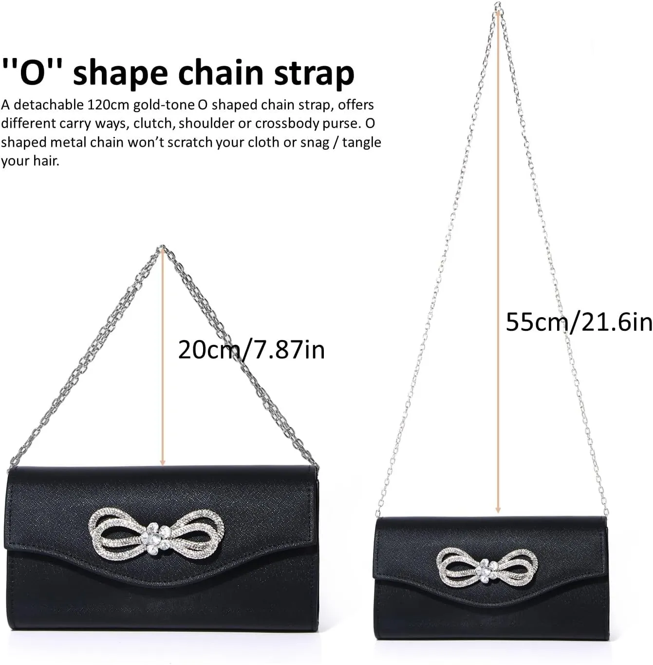 Women Evening Handbag Shiny Crystal Bow Flap Clutch Purse for Women Wedding Party Prom Purse