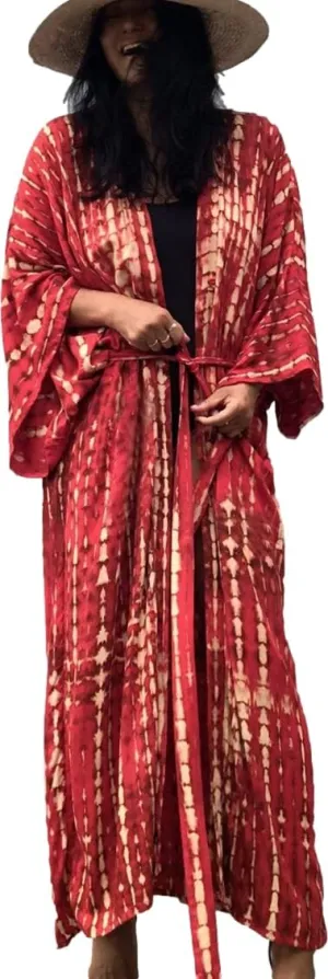 Women Long Beach Kimono Curve Hem Loose Open Front Bathing Suit Cover up