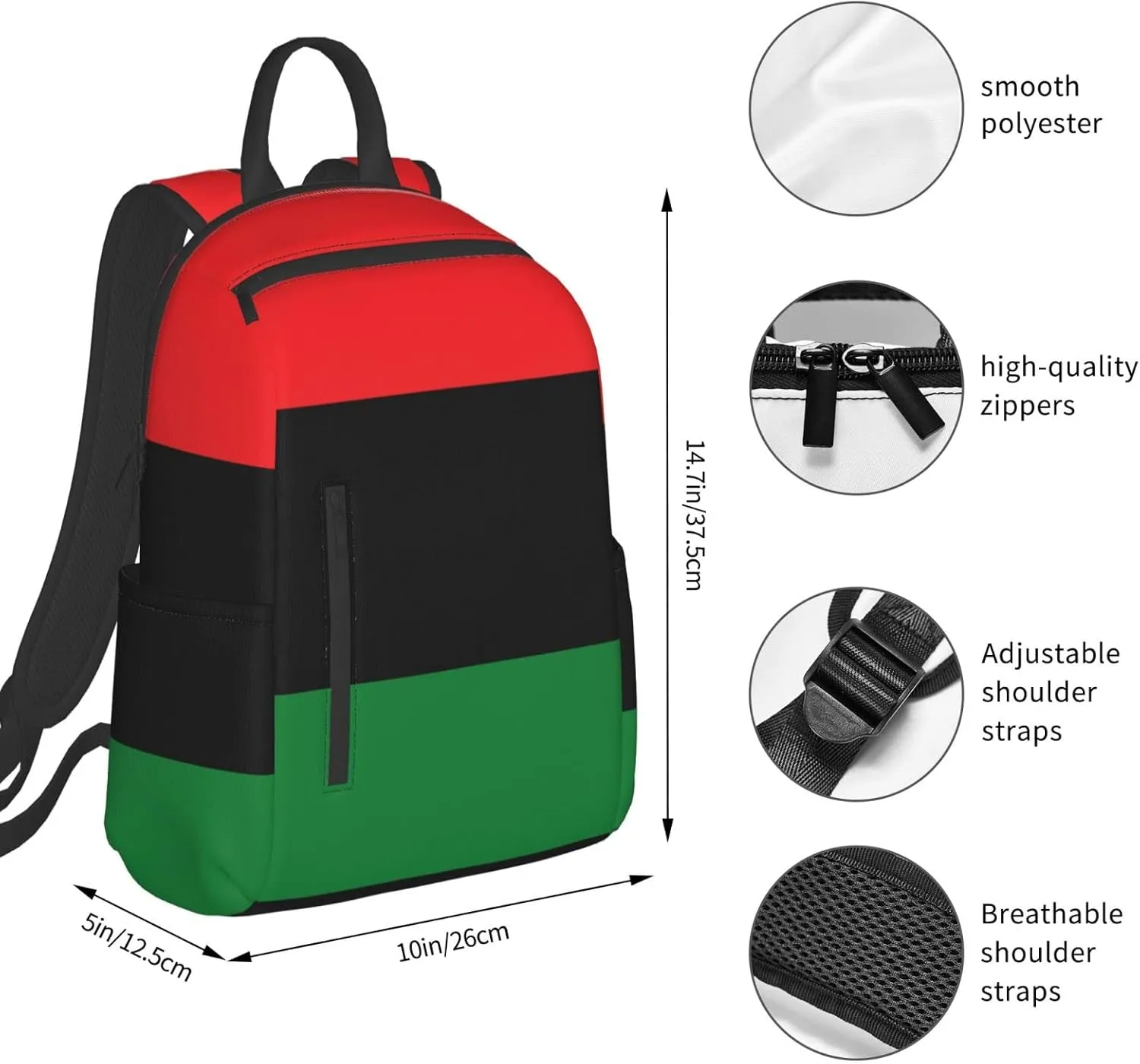 Women men travel laptop backpack water resistant anti-theft bag business computer backpack bookbag fashion casual outdoor daypack, for African American Flag