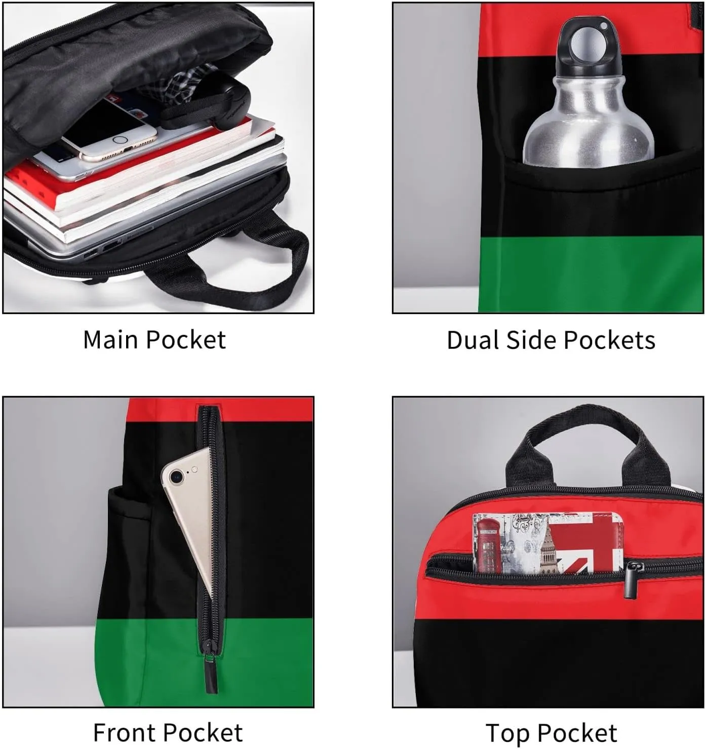 Women men travel laptop backpack water resistant anti-theft bag business computer backpack bookbag fashion casual outdoor daypack, for African American Flag