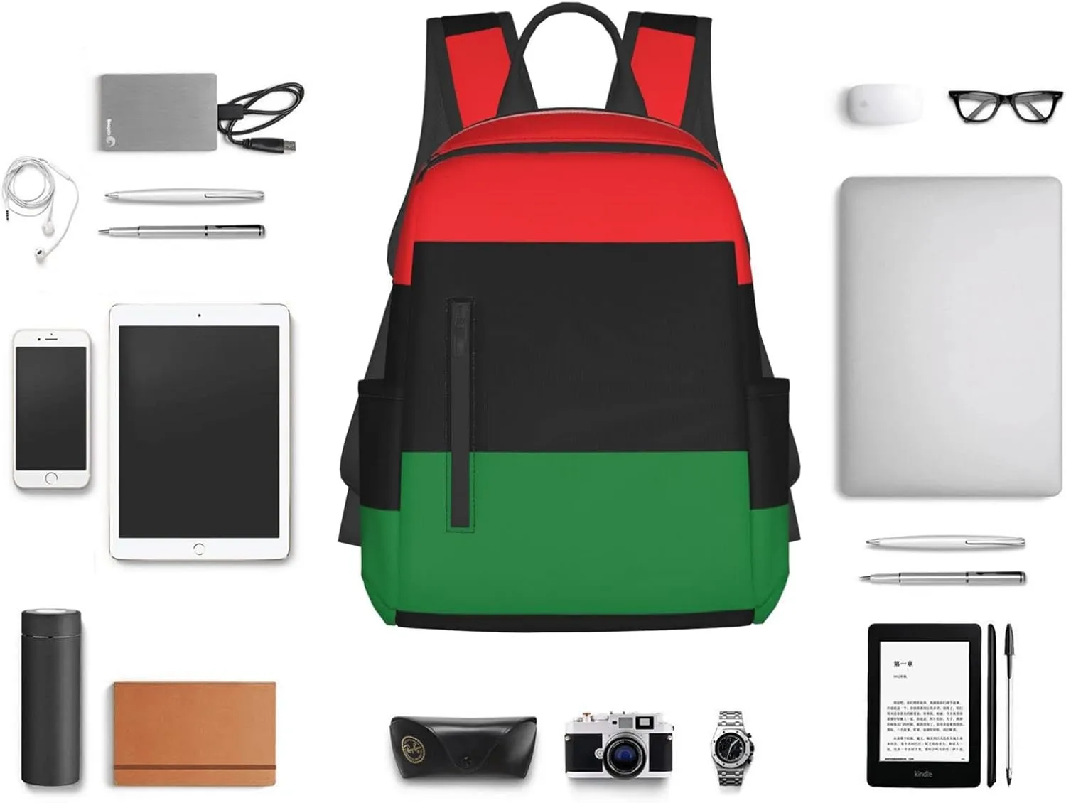Women men travel laptop backpack water resistant anti-theft bag business computer backpack bookbag fashion casual outdoor daypack, for African American Flag