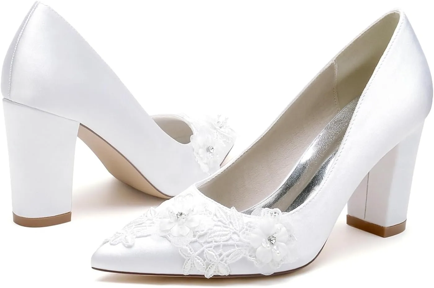 Women Shoes Heels for Wedding Applique Prom Evening Pumps