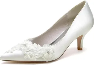 Women Shoes Heels for Wedding Applique Prom Evening Pumps