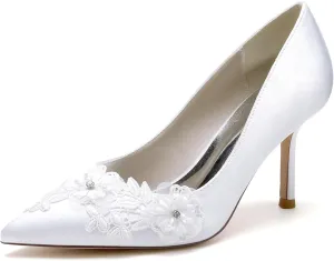 Women Shoes Heels for Wedding Applique Prom Evening Pumps
