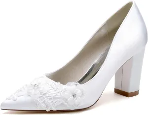 Women Shoes Heels for Wedding Applique Prom Evening Pumps