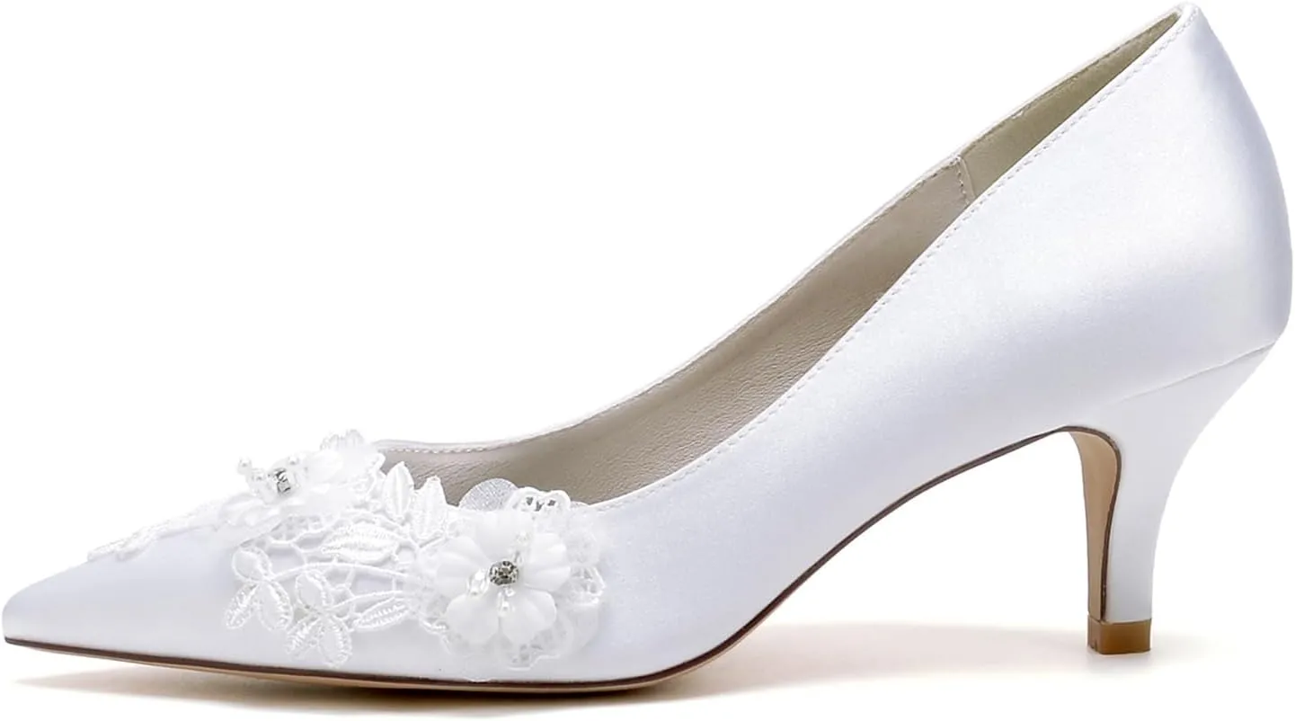 Women Shoes Heels for Wedding Applique Prom Evening Pumps