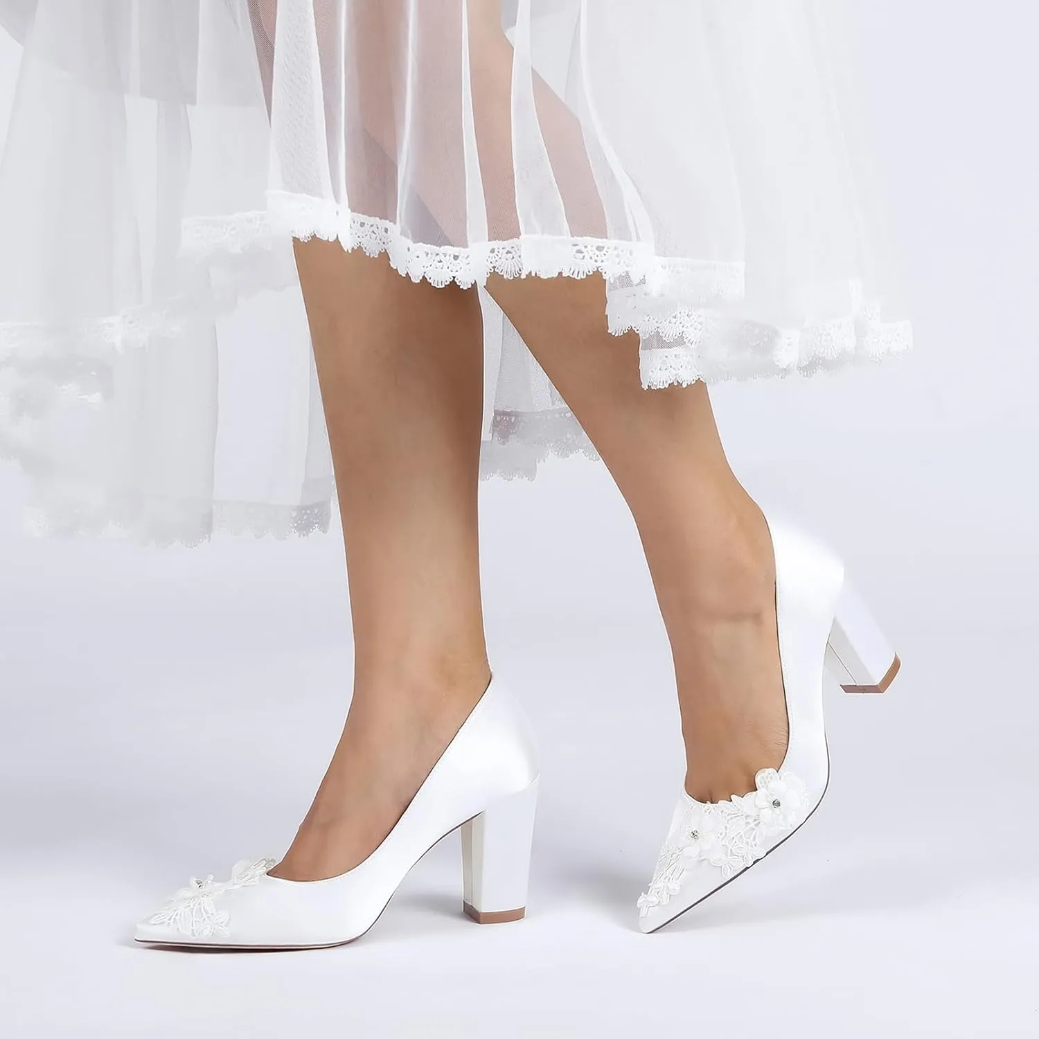 Women Shoes Heels for Wedding Applique Prom Evening Pumps