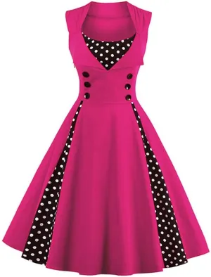 Women Vintage Polka Dot 1950s Rockabilly Halter Audrey Dress Retro Floral Evening Cocktail Swing Dress