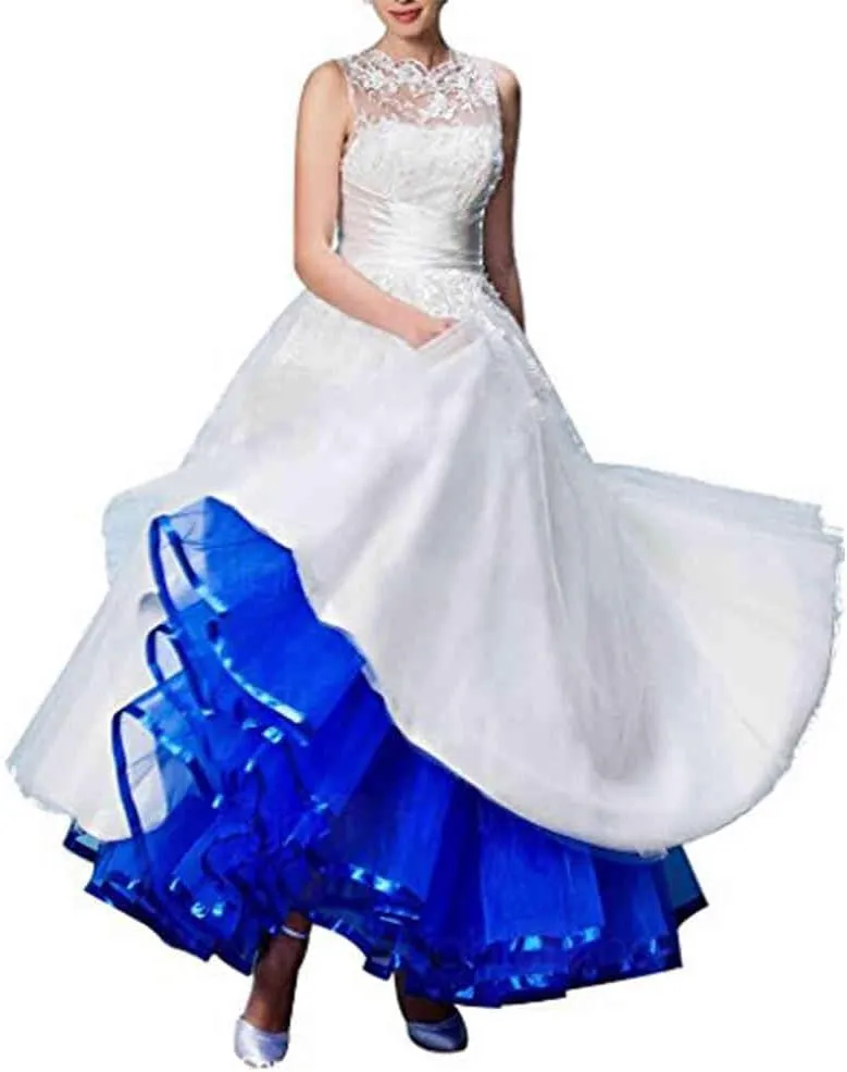 Women's Ankle Length Petticoats Long Plus Size Wedding Slips Crinoline Underskirt for Prom Evening Wedding Dress