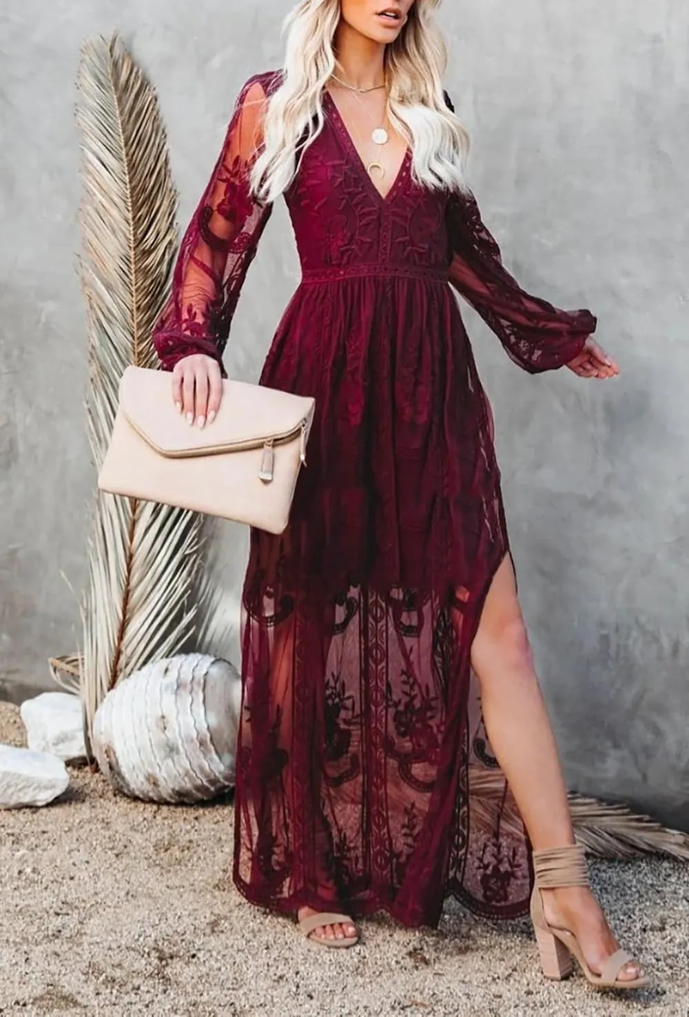 Women's Casual Off Shoulder Lace Maxi Dress Boho White Bridesmaid Wedding Evening Party Dresses
