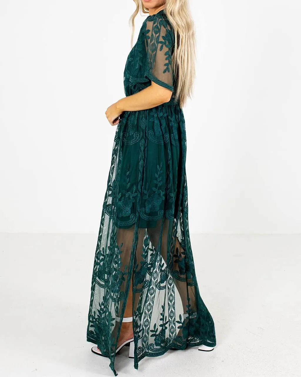Women's Casual Off Shoulder Lace Maxi Dress Boho White Bridesmaid Wedding Evening Party Dresses
