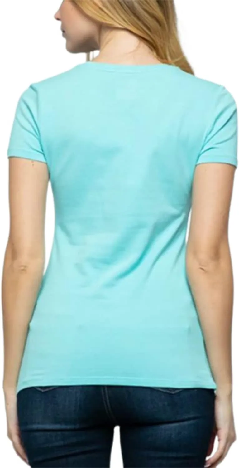 Women's Crewneck Short Sleeve Slim Fitted T-Shirt Solid Basic Tee Stretchy Casual Top