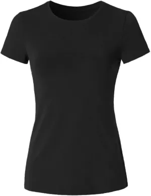 Women's Crewneck Short Sleeve Slim Fitted T-Shirt Solid Basic Tee Stretchy Casual Top
