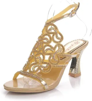 Women's Handmade Rhinestones Crystal Butterfly Pattern Heel Evening Bridal Wedding Prom Sandals Heeled 2.5 cm