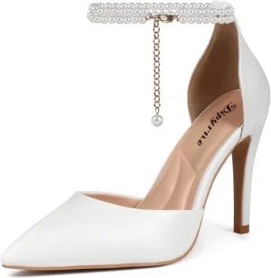 Women's High Heels Closed Pointed Toe Sexy Lace Up Wedding Evening Dress Pumps Shoes
