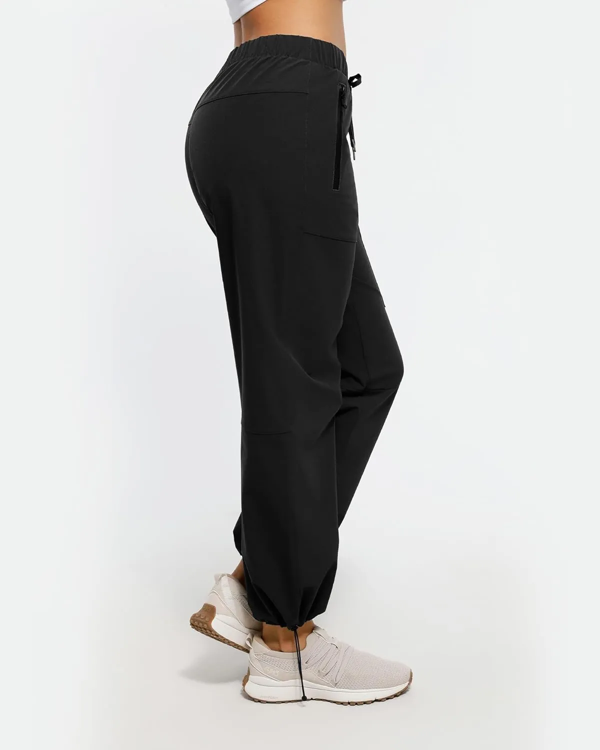 Women's Hiking Cargo Pants Quick Dry Lightweight Joggers with Multiple Zipper Pockets Adjustable Cuffs for Travel