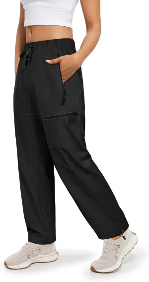 Women's Hiking Cargo Pants Quick Dry Lightweight Joggers with Multiple Zipper Pockets Adjustable Cuffs for Travel