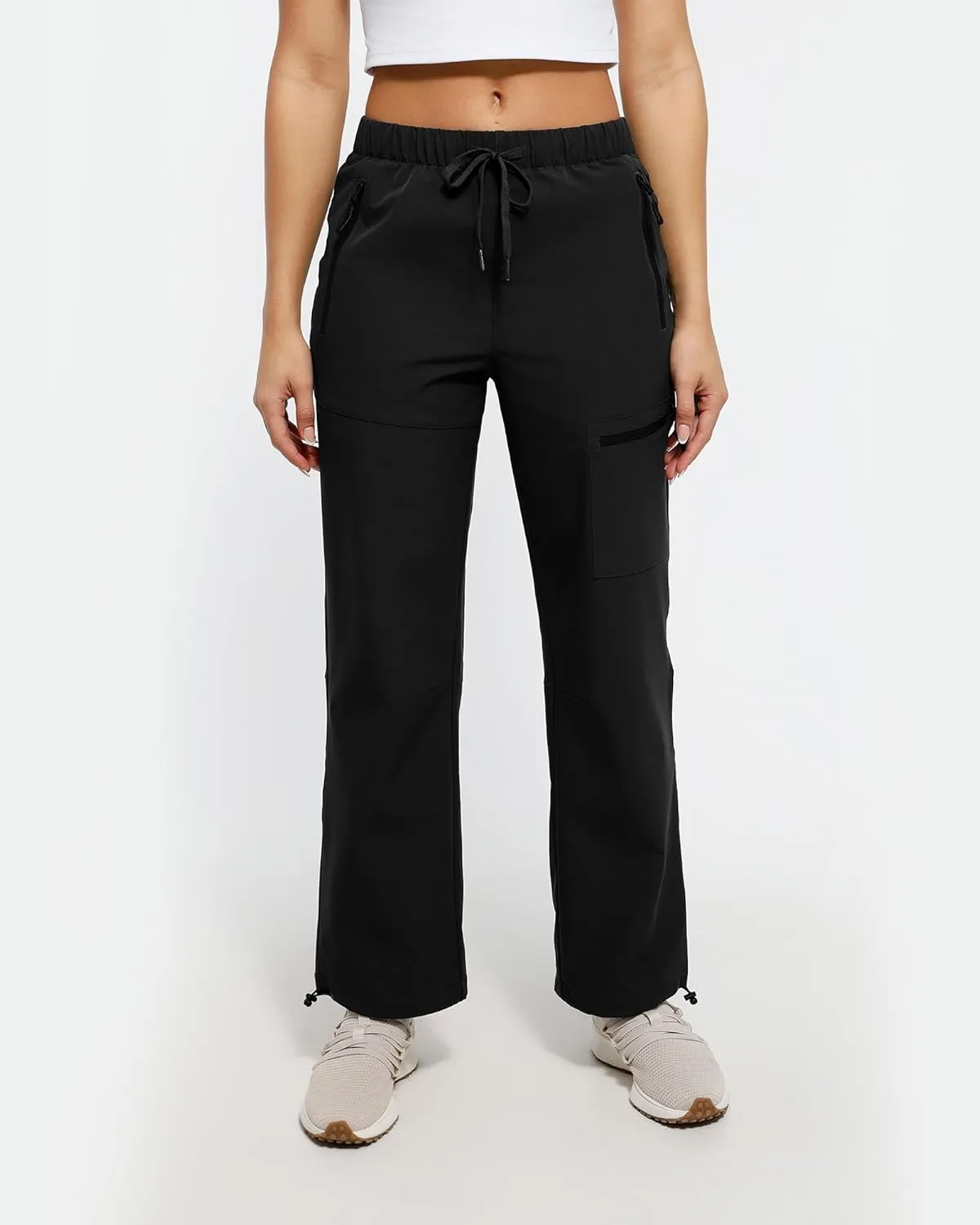 Women's Hiking Cargo Pants Quick Dry Lightweight Joggers with Multiple Zipper Pockets Adjustable Cuffs for Travel