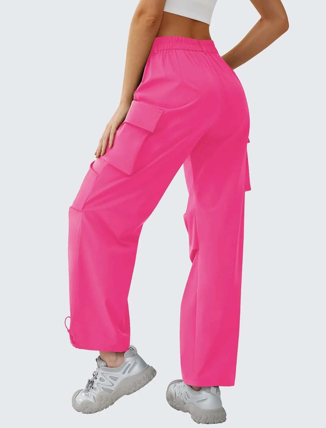 Women’s Hiking Pants Wide Leg Cargo Pants Quick Dry Lightweight Water-Resistant Travel Casual Trousers with 4 Pockets
