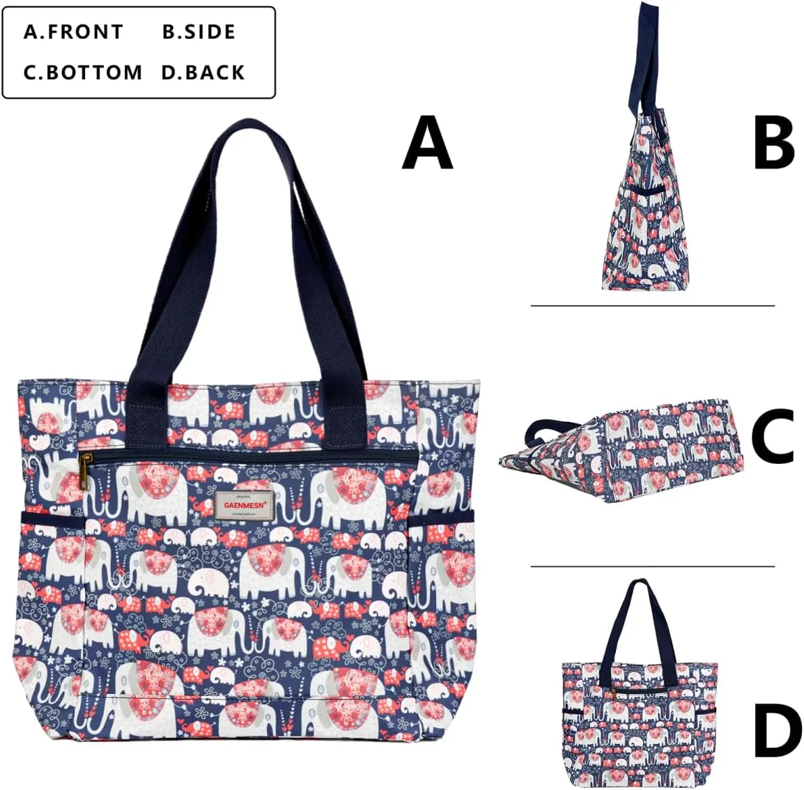 Women's Lightweight Waterproof Tote Bag Durable Designer Handbag with Zipper Travel Commute Everyday Use