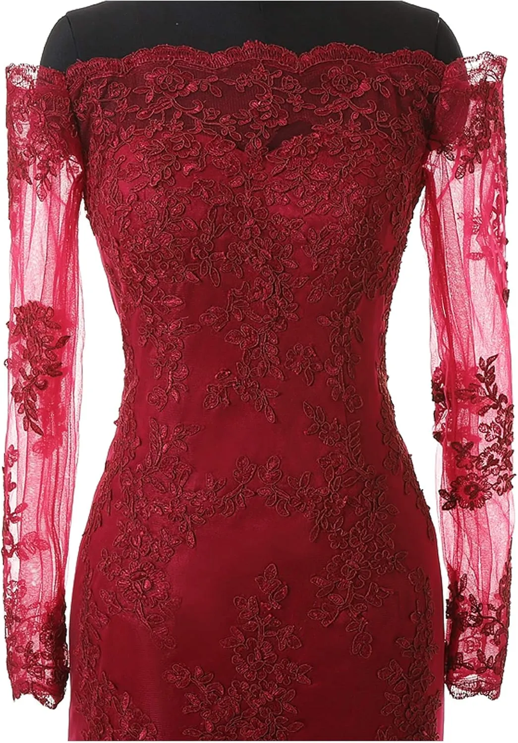 Women's Mermaid Evening Party Gowns Lace Long Sleeve Bridesmaid Dresses