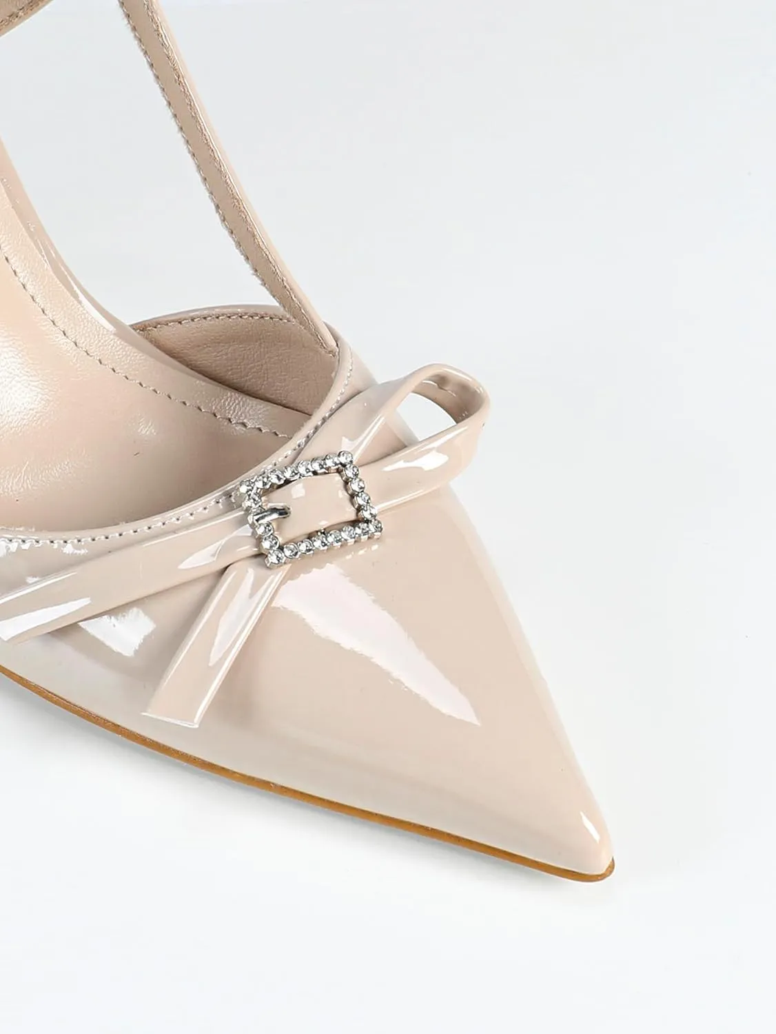 Women's Olive Green Patent Leather Pointed Toe High Heel Sandals, Bow-Embellished T-Strap Design, Stylish Evening Shoes, Trendy Party Footwear, Elegant Open-Toe High Heels