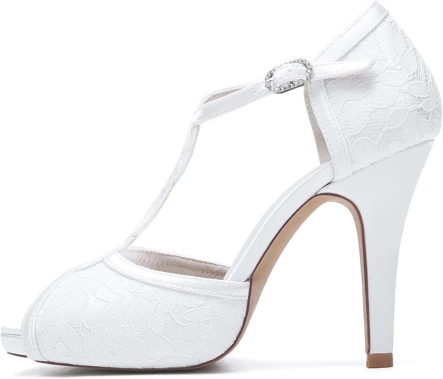 Women's Peep Platform Ballet Cross Strappy Lace Wedding Shoes Heel Sandals Party Dress Evening Bridal Shoes